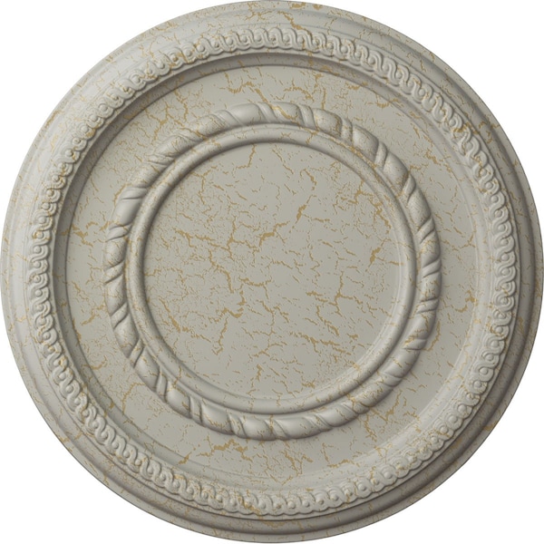 Ekena Millwork Federal Roped Small Ceiling Medallion (Canopies up to 6"), 12 5/8"OD x 1 1/8"P, Pot of Cream Crackle CM12FEPCC - main
